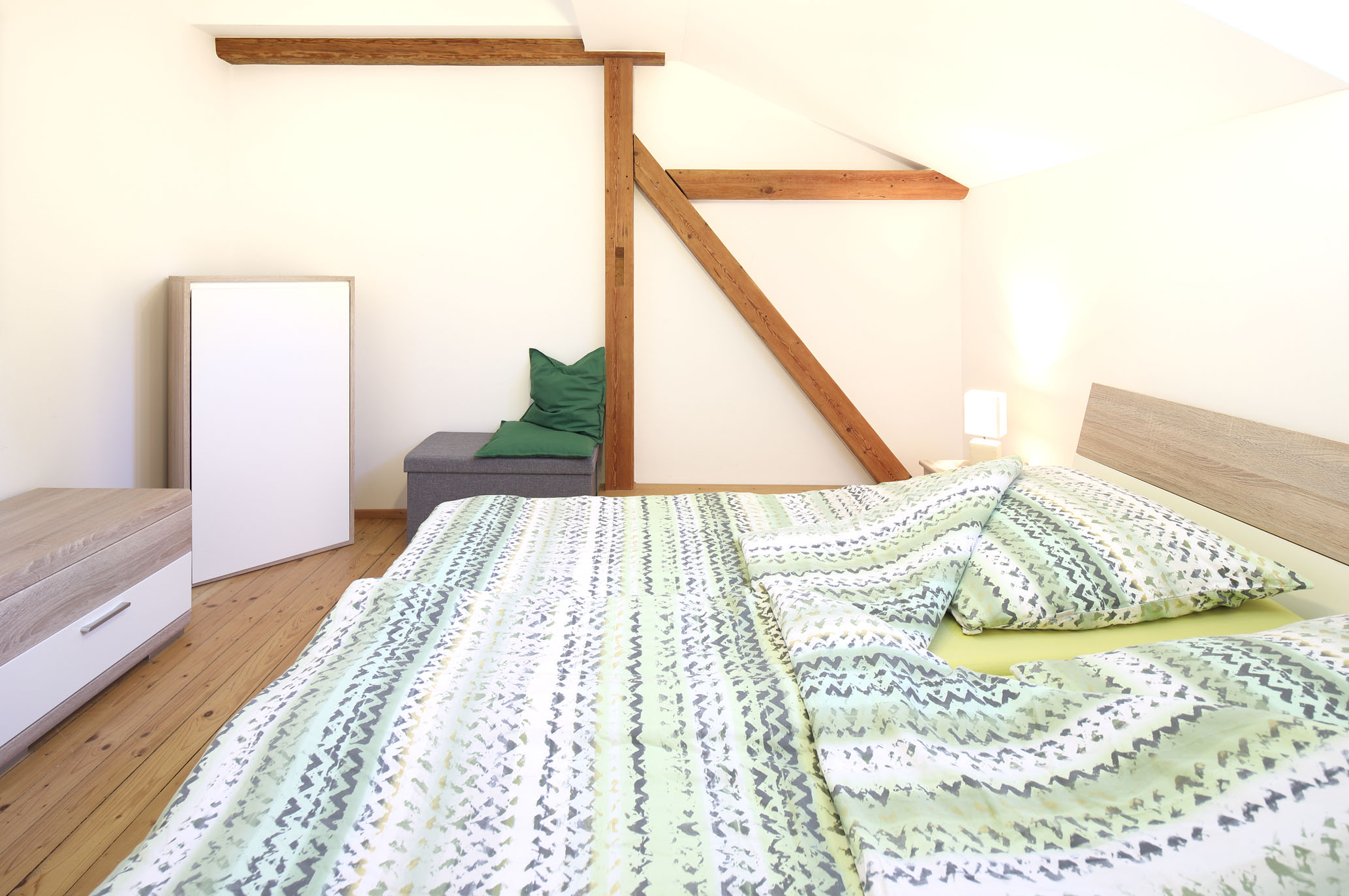 Ferienhaus Kreuzbergblick Bayerischer Wald Schlafzimmer 2 Sichtbalken